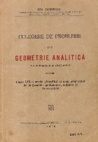 Culegere de probleme de Geometrie Analitica cu indicatiuni si raspunsuri (Editie 1935)