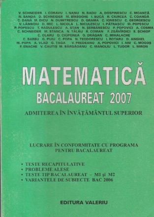 Matematica. Bacalaureat 2007 - Admiterea in invatamantul superior
