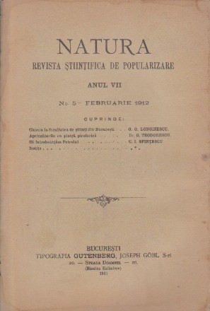 Natura - Revista Stiintifica de Popularizare, Nr. 5 - Februarie 1912
